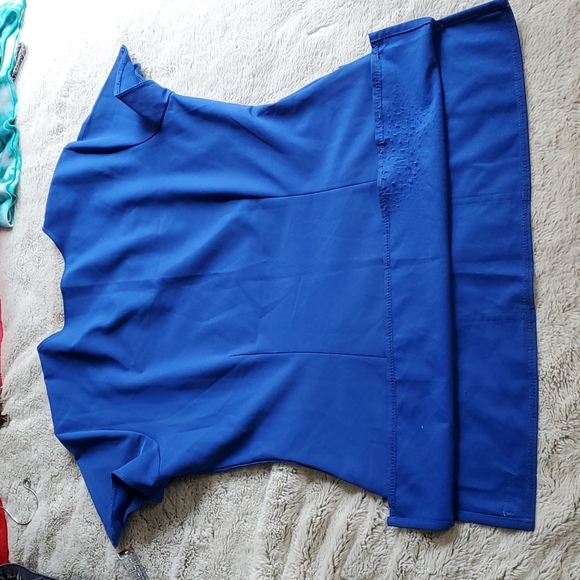 (3408) MED COUTURE 4-Ever Flex Keyhole Neckline Impact Top-Royal Blue-EUC-Sz S - Picture 11 of 14